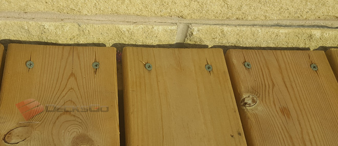 Example of deck boards cupping upwards (convex)
