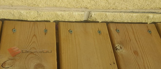 Example of deck boards cupping upwards (convex)