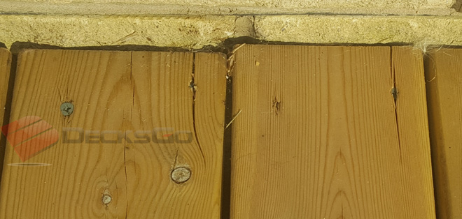 Example of wood splitting from screws