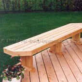 A beautiful wood bench built on to a classic cedar deck. A beautiful wood bench built on to a classic cedar deck.