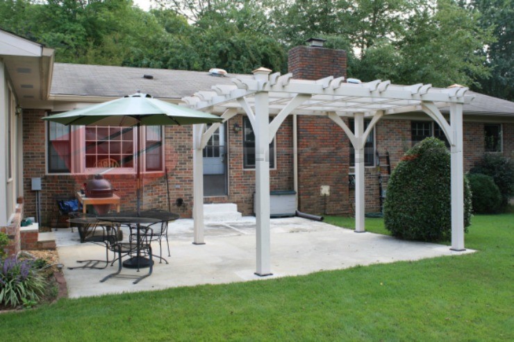 Backyard white pergola, classic architecture