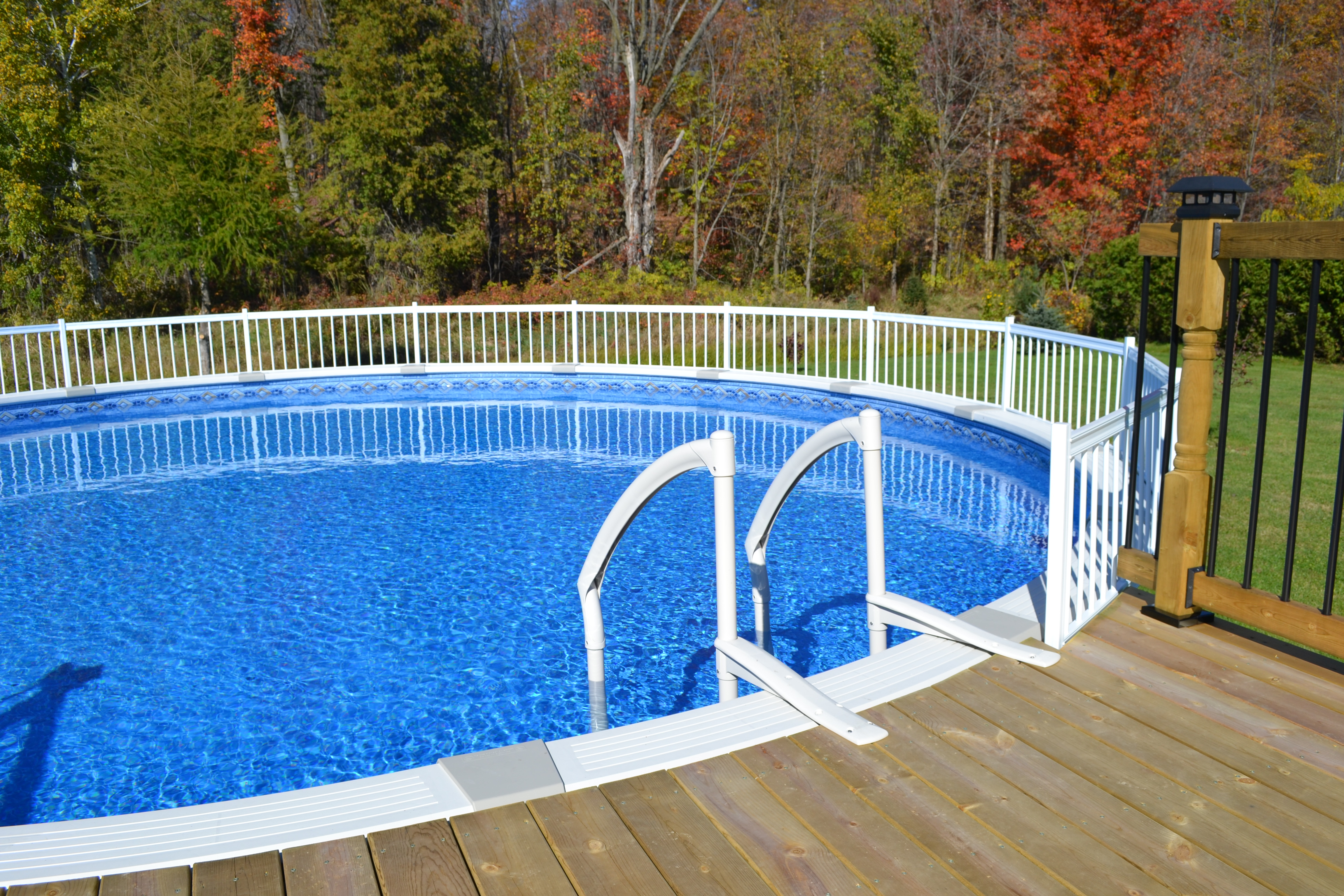 Above ground Pool deck with the deck foot anchor