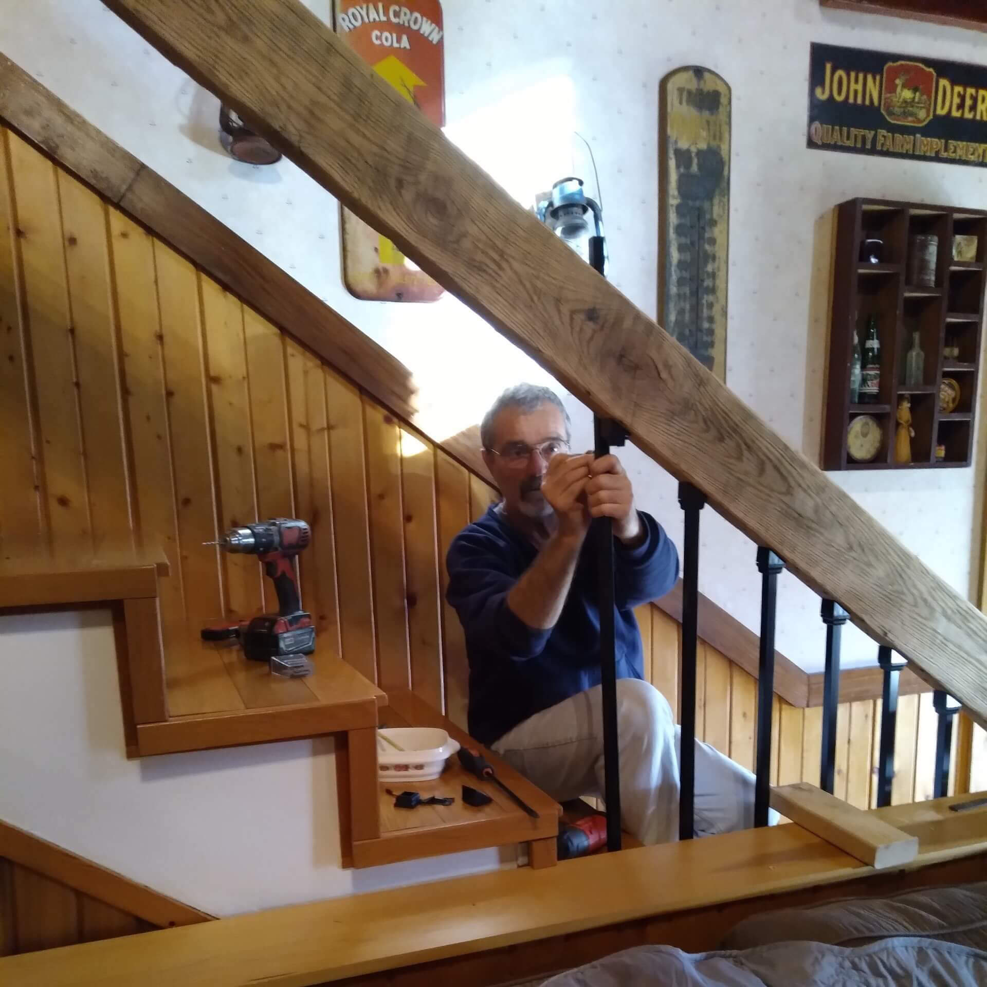 Gary Bear used the Snap'n lock balusters for his stairs Gary installing his Stair Snap'N Lock Balusters