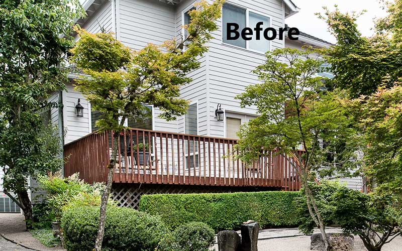 Old wood deck railing