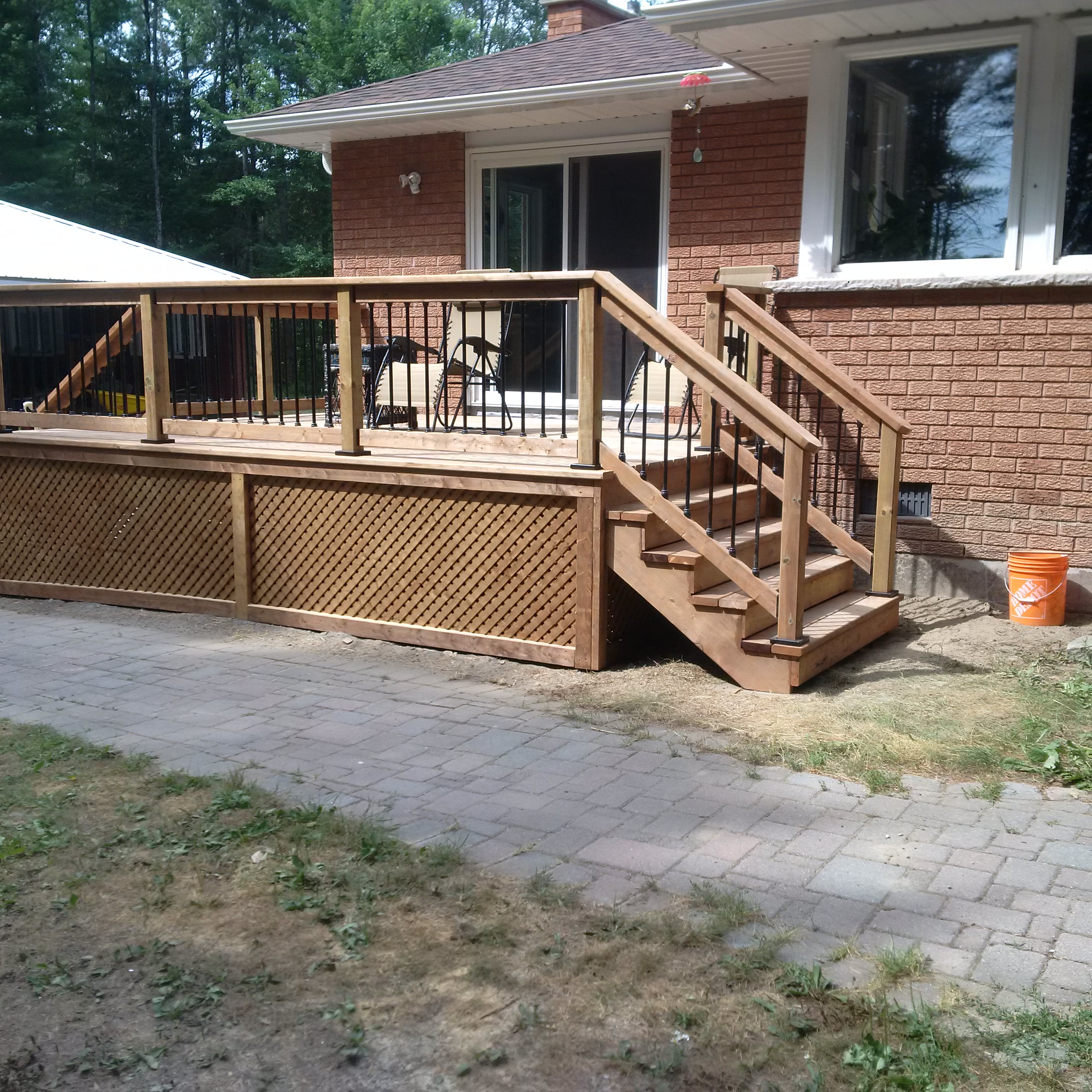 Above ground pool deck, treated wood