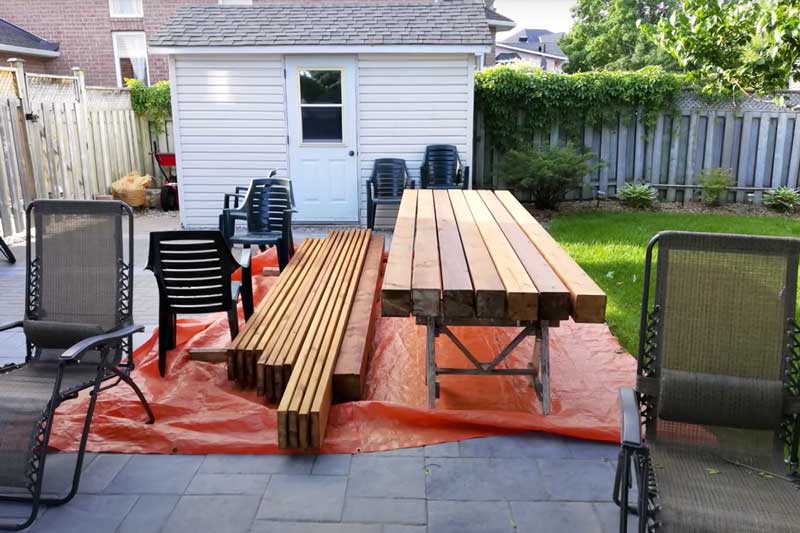 Cedar lumber ready for pergola