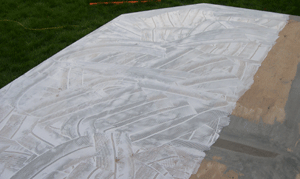 Apply latex glue with a trowel