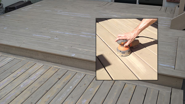 Sanding deck for stain