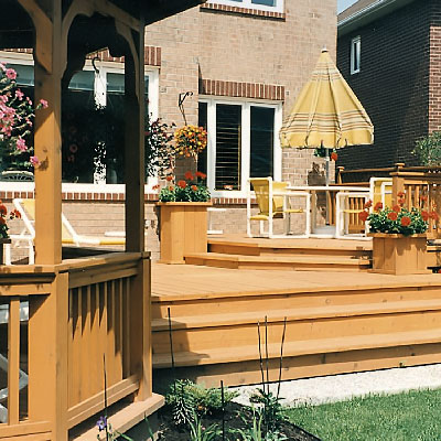 wood deck design project - a multi level cedar deck and gazebo project
