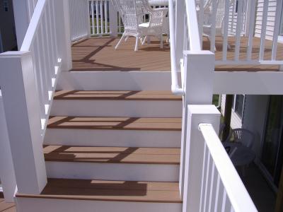 Deck Stairs with White Railing