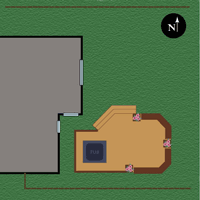 Layout of backyard deck with hot tub