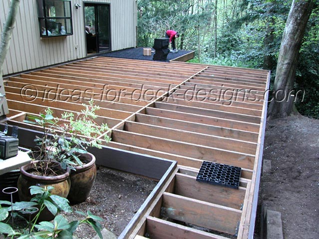 Wooden Deck With Stone Pavers
