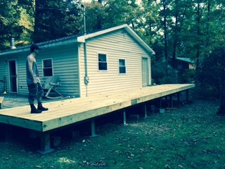 View of deck once decking boards installed. View of deck once decking boards installed.