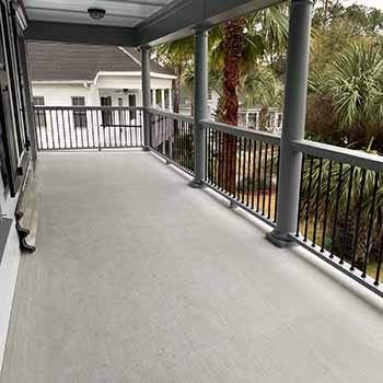 Balcony with finished railing