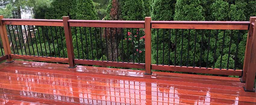 New cedar deck snap lock baluster railing