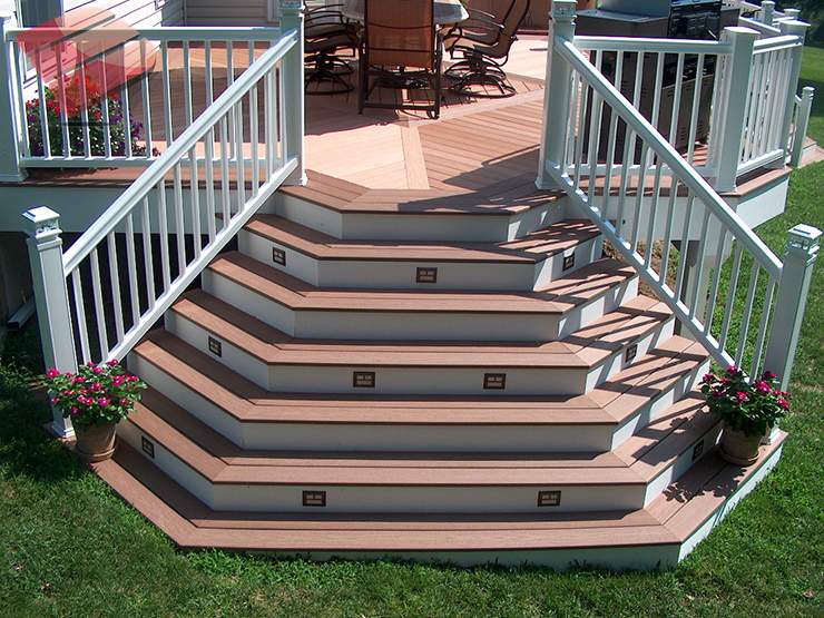Looking for deck design inspiration. Look no further. This mid-level deck and cascading box steps will fulfill any deck builder's wildest dreams.