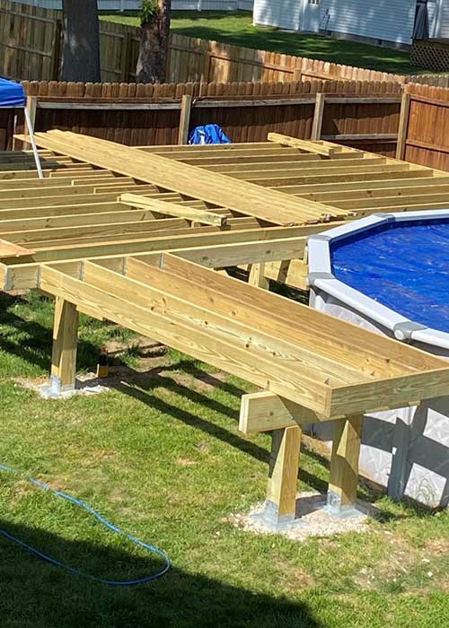 Building Above Ground Pool Decks, Deck Construction Around Above Ground Pools