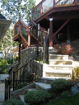 Rock stairs and custom railing