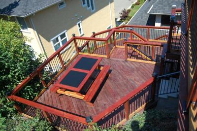 Use of extra balusters in deck furnishings.