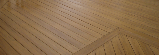 Plastic decking in herring bone and picture frame layout Plastic decking in herring bone and picture frame layout