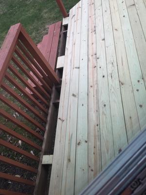 Deck boards are not parallel with the rim joist.
