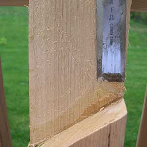 Notching a stair railing post for the stair stringer