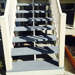 Stair treads completely covered and protected.