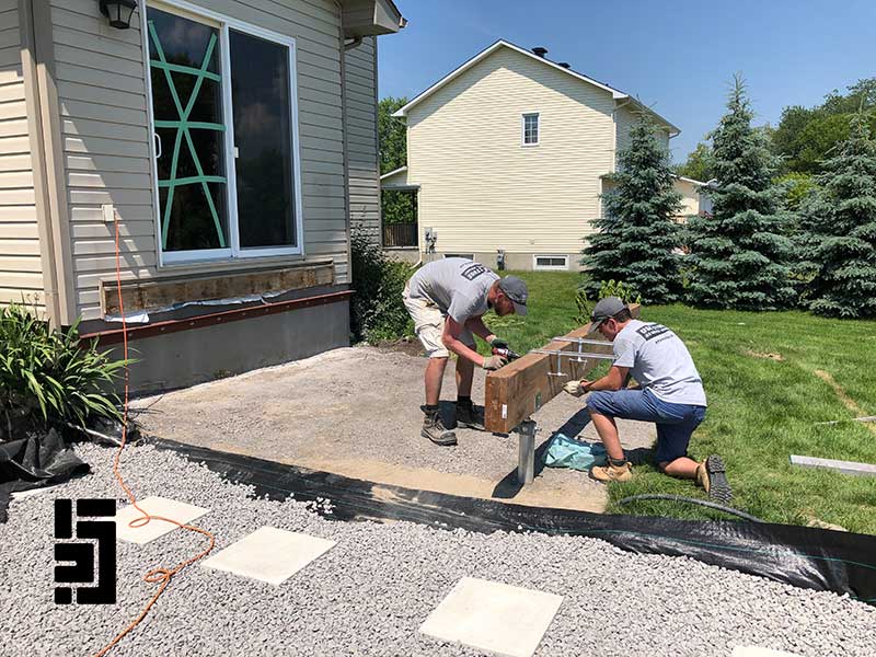Preparing the site for the frame.