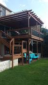 Full perspective view of deck with pergola roof